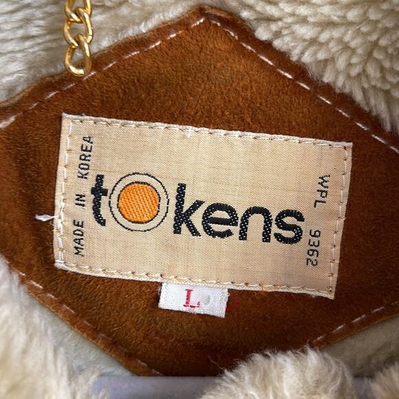 Vintage Tokens suede leather faux fur lined western rodeo rancher jacket sz L - Picture 7 of 10